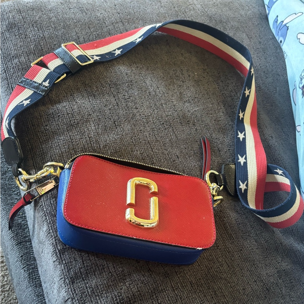 Marc Jacobs Red and Blue Crossbody Bag with Star Strap